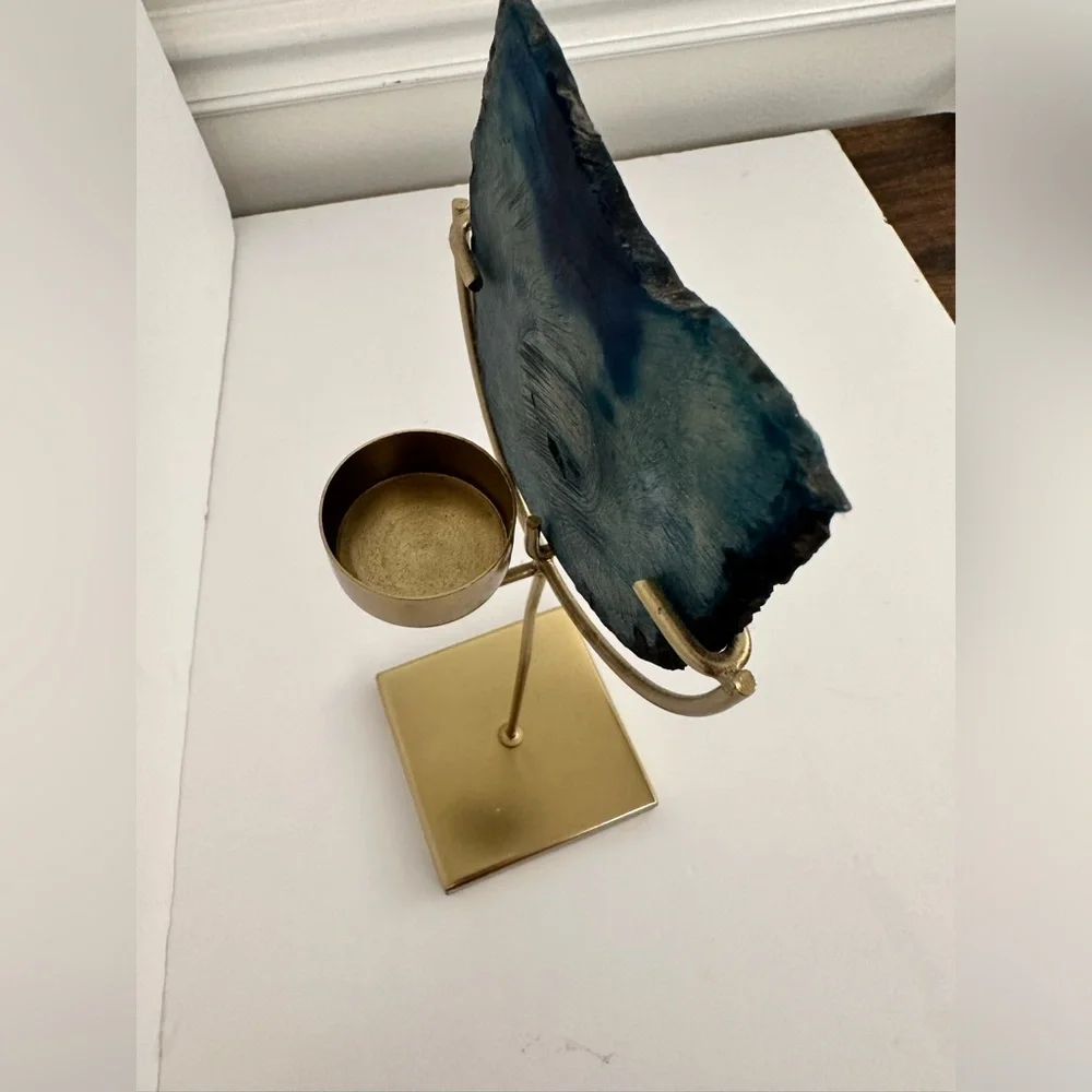 Z Gallerie Faux Agate Tea Candle Holder Decorative 12.5 Inches Tall